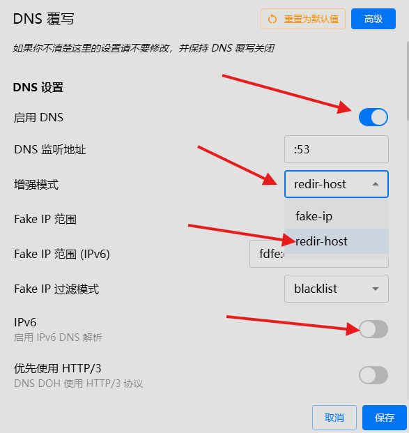 DNS 覆写及 Redir-Host 设置