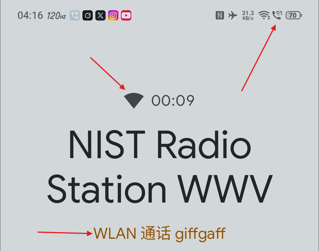 状态栏出现 WiFi Calling 标识